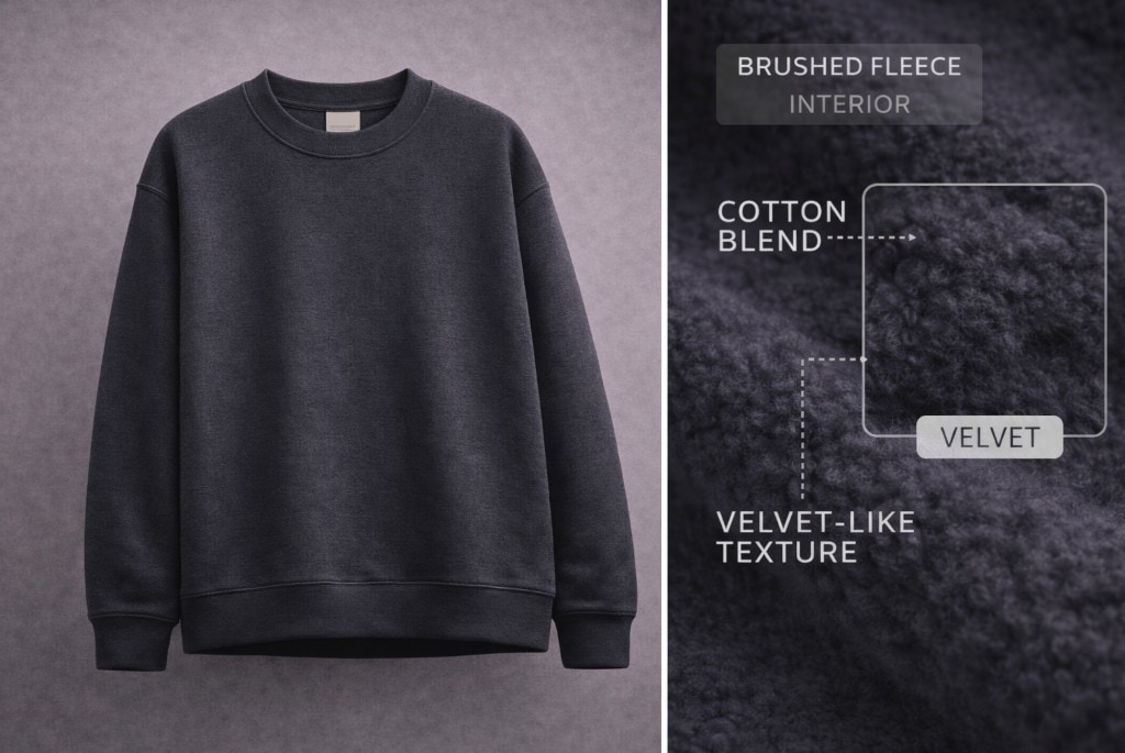 Mezcla algodón con interior tipo velvet
